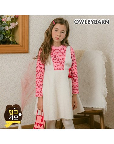 [보리보리]  핑크레드하트폼폼 원피스레드