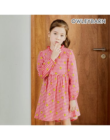 [보리보리]  스마일체크 원피스레드