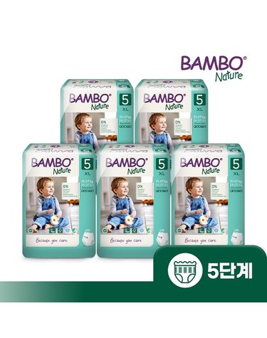 [보리보리] 그린 친환경 프리미엄 기저귀 5단계 팬티형 1박스19매x5팩