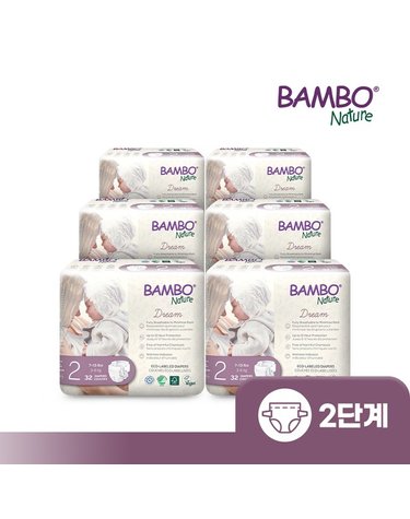 [보리보리] 드림 친환경 프리미엄 기저귀 2단계 밴드형 1박스32매x6팩