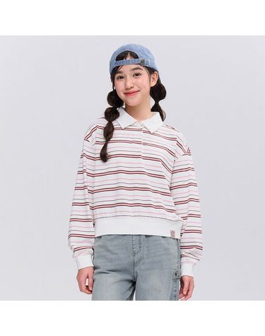 [보리보리] 여아 멀티 스트라이프 카라티셔츠