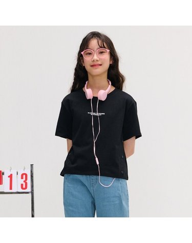 [보리보리] 여아 스냅장식 크롭 반팔 T-shirt