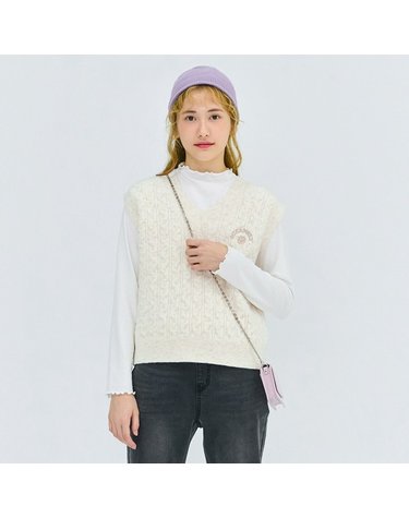 [보리보리] 여아 브이넥 자수로고 니트조끼