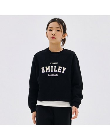 [보리보리] 여아 레이어드 결합 기모 크롭 맨투맨 티셔츠