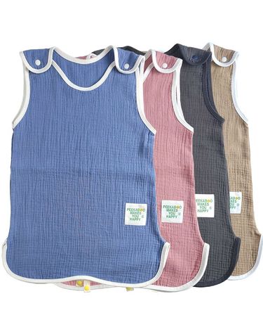 [보리보리] 유아 아동 아기 사계절 가을 겨울  2증 거즈 수면조끼 단색 롱조끼