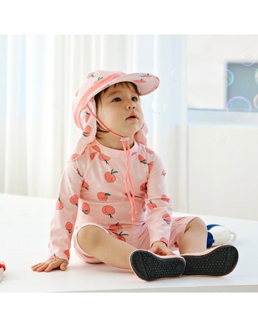 [보리보리] 복숭아 유아 수영복 래쉬가드 자외선 차단 아기 수영복