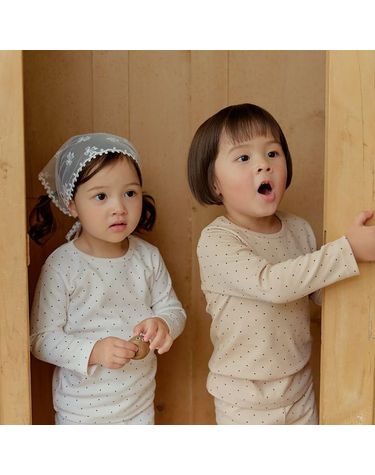 [보리보리] 도트아이보리,브라운 코튼스판 실내복