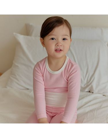 [보리보리] 마카롱핑크 배앓이 골지스판 실내복