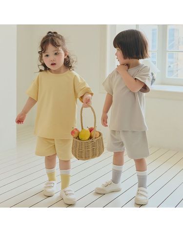 [보리보리] 캔디쮸리옐로우,그레이 반팔 상하세트