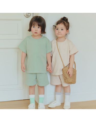 [보리보리] 캔디쮸리엔틱민트,L베이지 반팔 상하세트