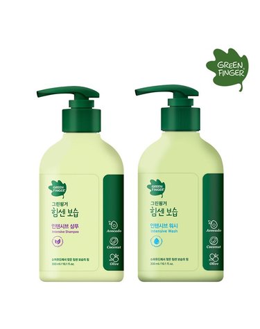 그린핑거 [보리보리]  힘센보습 인텐시브 샴푸+워시 300ml