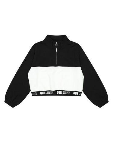 [보리보리] 여아 레터링 밴드 배색 반집업 티셔츠 24OT755_BK