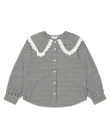 [보리보리] 여아 체크 레이스 카라 블라우스 23A5651_BK