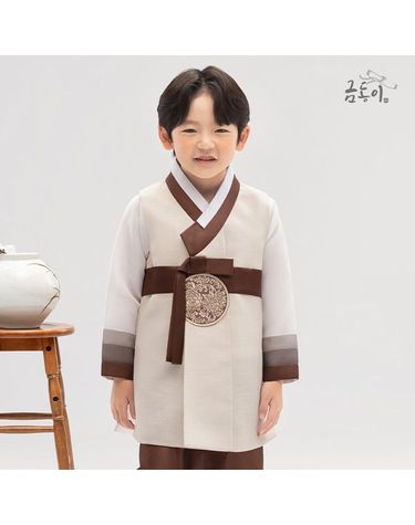 [보리보리] 남브라운둥근보 아동한복 남아한복 AM228