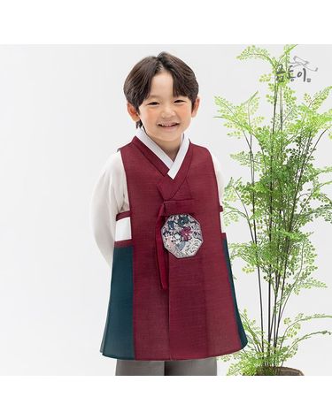 [보리보리] 남빨강팔각보 아동한복 남아한복 AM234