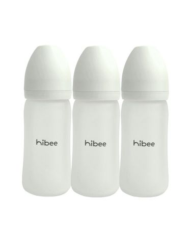 [보리보리] 실리콘 코팅 유리 젖병 노꼭지 240ml, 3개, 화이트
