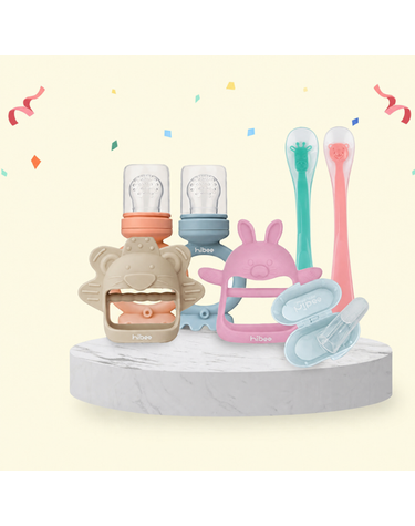 [보리보리]  냠냠 패키지 이유식 준비 세트 실리콘 칫솔＋치발기＋과즙망＋이유식 스푼