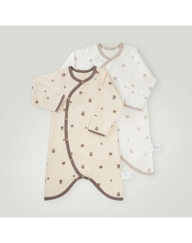 [보리보리] 토끼곰 양면 배냇가운2color