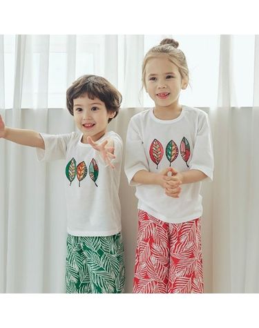 [보리보리] 리프통큰 칠부실내복2color