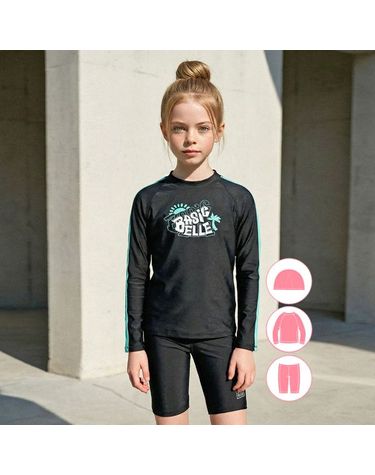 [보리보리]  여아동 민트 래쉬가드 생존 수영복 수모 세트 BEG-Z601T