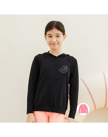 [보리보리]  여아동 블랙 후드 집업 래쉬가드 BEG-X605K
