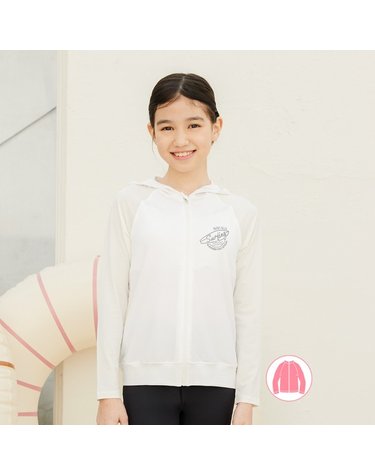 [보리보리]  여아동 화이트 후드 집업 래쉬가드 BEG-X605H