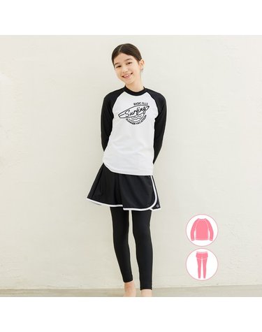 [보리보리]  여아동 나그랑 래쉬가드 레이어드 워터레깅스 세트 BEG-X604K+BEG-X607K