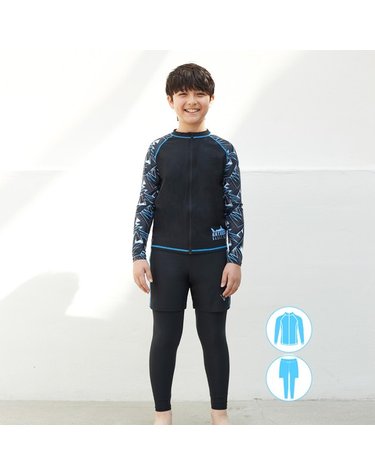 [보리보리]  BEB-T702K 남아동 집업래쉬가드 레깅스세트 생존수영복 키즈래쉬가드 청소년래쉬가드