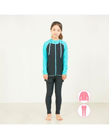 [보리보리]  BEG-T604K 여아동 레깅스 후드래쉬가드세트 생존수영복 키즈래쉬가드 여주니어래쉬가드