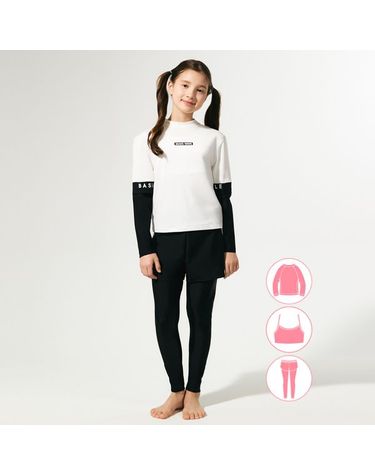 [보리보리]  여아동 화이트 래쉬가드 워터레깅스 비치반바지 세트 BEG-Y601H