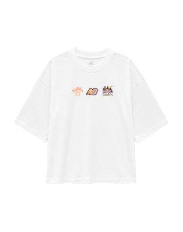 [보리보리] NB 뉴발란스 스티커팩 릴랙스드 여성 반팔티 화이트 WT62C1ZU-WT