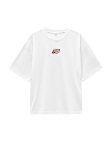 [보리보리] NB 뉴발란스 스티커팩 오버사이즈 여성 반팔티 화이트 WT62P2R0-WT