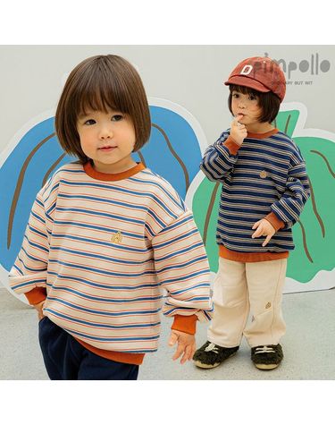 [보리보리] 포그 유아 키즈 스트라이프 기모 상하복