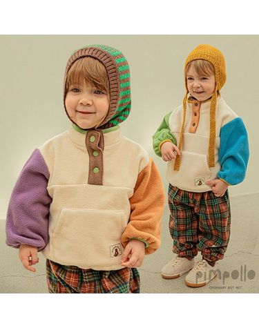 [보리보리] 체키 유아 키즈 배색 플리스 상하복