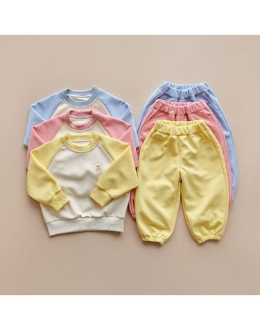 [보리보리]  파스텔 라글란 맨투맨 상하의 세트