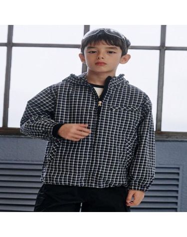 [보리보리]   AAA3JP01NV 네이비 체크 후드점퍼1