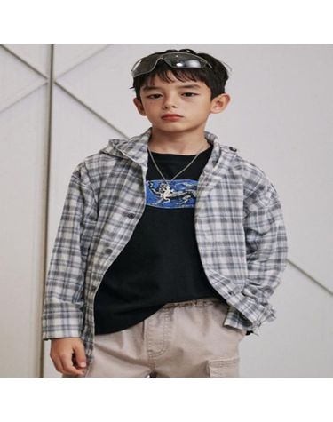 [보리보리]   AAA3BL01SB  스카이블루 체크 후드 블라우스1