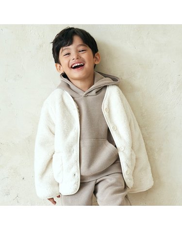 [보리보리/비치스앤크림]라인 양털 자켓-화이트Line wool jacket, white