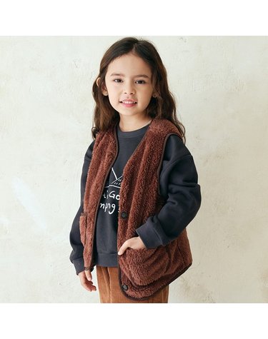 [보리보리/비치스앤크림]라인 양털 조끼 베스트-브라운Line wool vest, brown