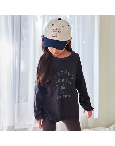 [보리보리/비치스앤크림]소다샵 레글런 긴팔 티셔츠-다크 그레이 Soda-shop Reglan Long Sleeve T-shirt, Dark Gray