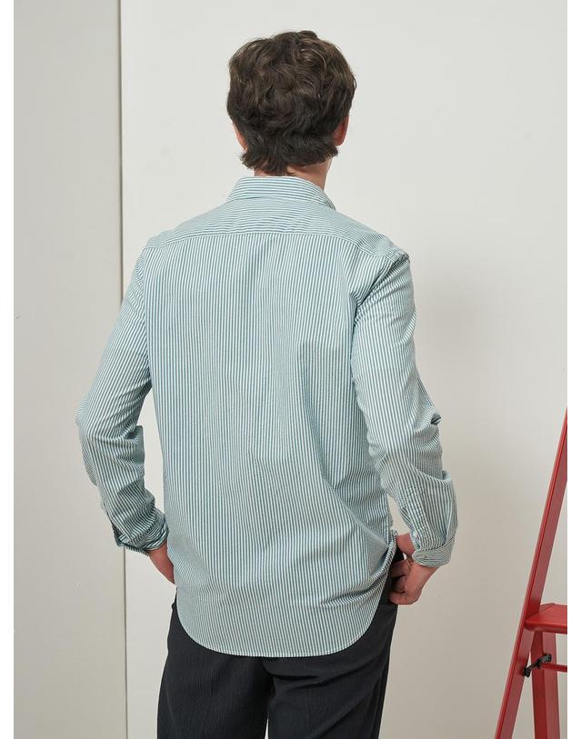더레이블 더레이블 시어서커 마린 스트라이프 긴팔 셔츠 MUONL6S2111 75 착용컷