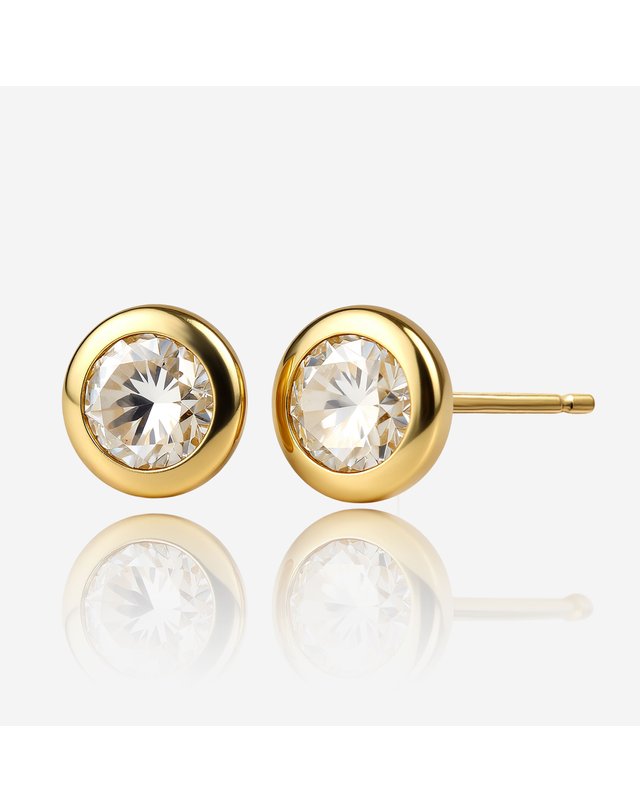 까사골드 까사골드 14K 에린 모이사나이트 베젤 귀걸이 착용컷