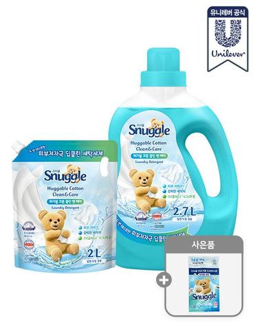 스너글 딥클린 액체세제 허거블코튼 클린앤케어 실내건조 2.7L + 2L
