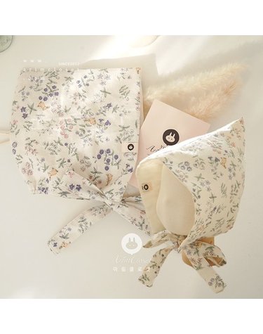 [보리보리] 토끼가 만든 작고 예쁜 정원 속 우리아가의 보넷 - rabbit  flower cute cotton 1oz cotton bonnet