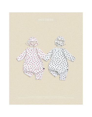 [보리보리] bebe쁘띠하트전신슈트+보넷set
