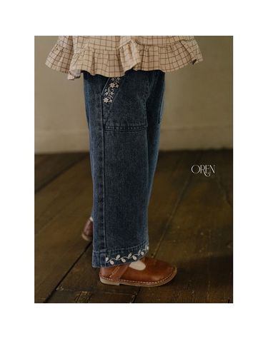 [보리보리] 메이플 자수 데님 팬츠