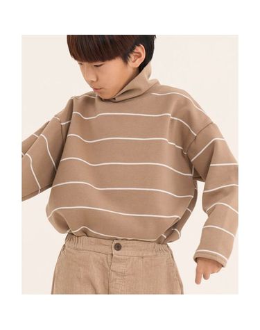 [보리보리] MIKA_하이넥 스트라이프 기모 티셔츠