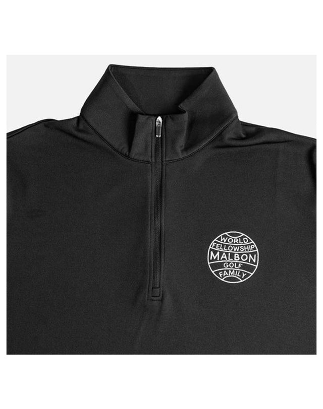말본골프 MALBON GOLF [갤러리아] [Malbon Golf] 말본 남성 월드 펠로우쉽 긴팔 집업 티셔츠 블랙 M7970 착용컷