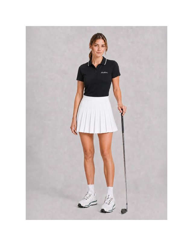 말본골프 MALBON GOLF [갤러리아] 말본 여성 골프웨어 팔로마 폴로 블랙 MW-0014 착용컷
