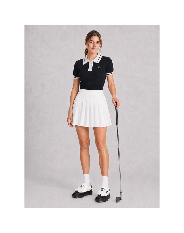 말본골프 MALBON GOLF [갤러리아] 말본 SS26 여성 골프 미카일라 폴로 블랙 MW-0043 착용컷